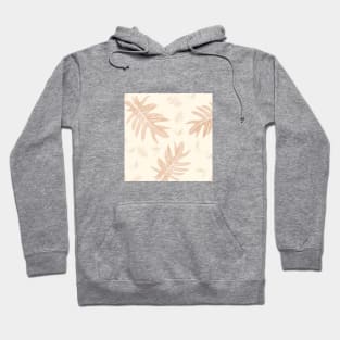 Autumn fall tan brown on cream tropical palm leaves Hoodie